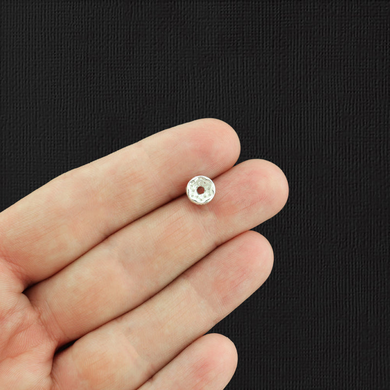 Perles d'espacement Rondelle 7 mm x 3,3 mm - ton argent avec strass clairs incrustés - 50 perles - SC6281