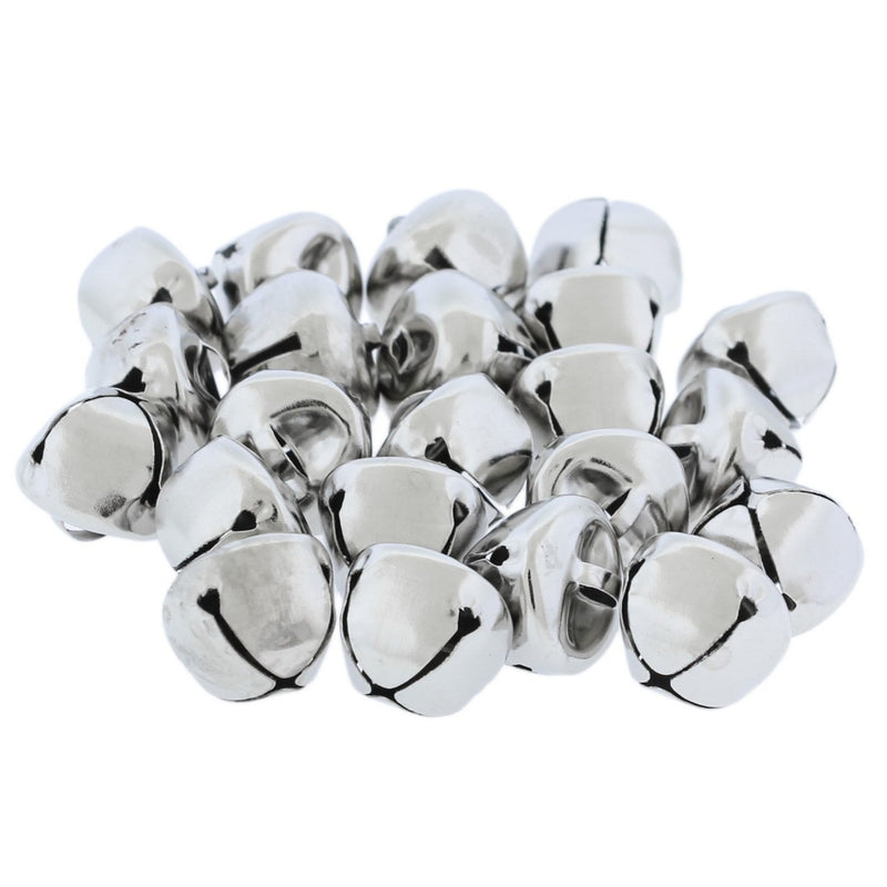 20 Jingle Bells Silver Tone Charms 3D - 13mm - XC082