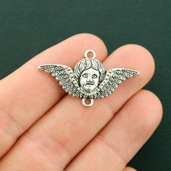 SALE 8 Angel Connector Antique Silver Tone Charms - SC6438