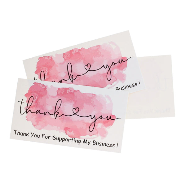 50 cartes de visite roses de remerciement - "Merci de soutenir mon entreprise" - TL169