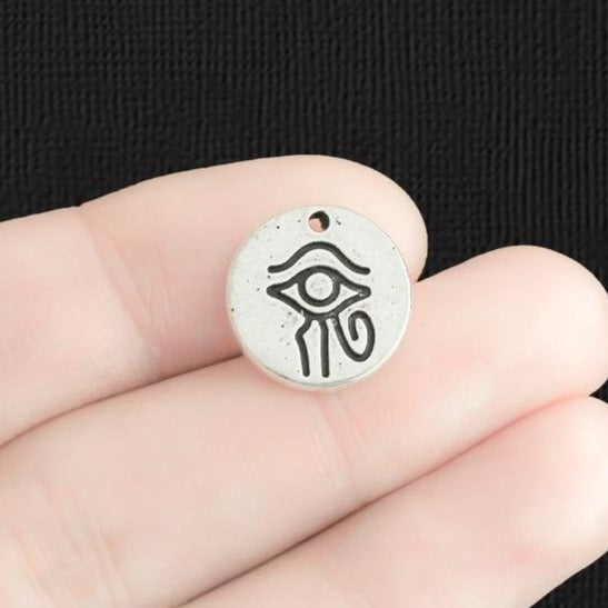 8 Eye of Horus Antique Silver Tone Charms 2 Sided - SC3772