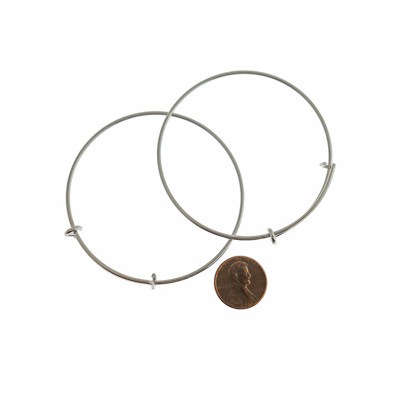 Stainless Steel Adjustable Bangle - 63mm - Choose Your Quantity!