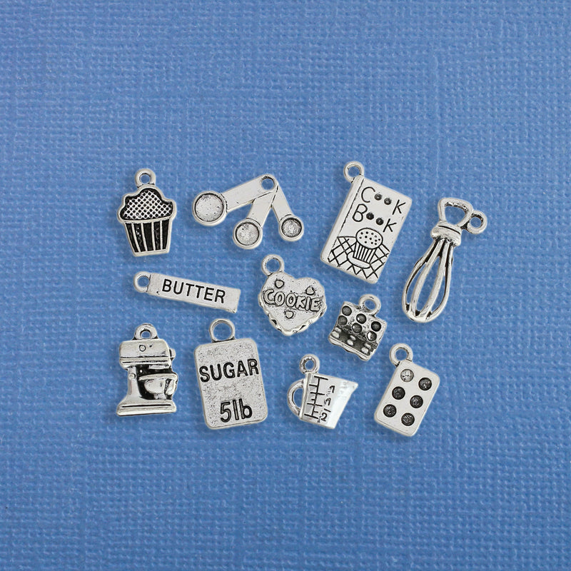 In the Kitchen Charm Collection Antique Silver Tone 11 Different Charms - COL252