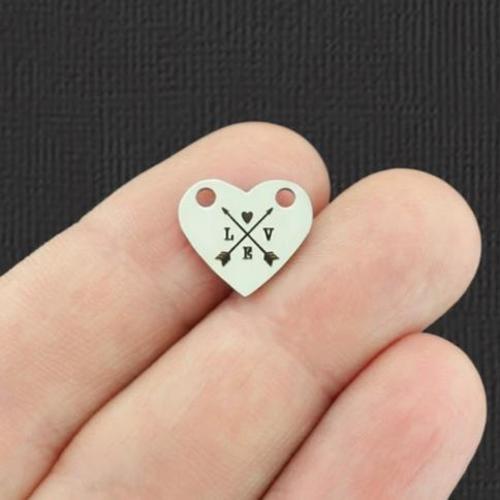Love Stainless Steel Heart Connector Charms - BFS025-5206