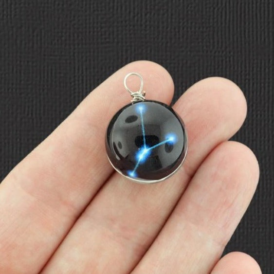 Pendentif Constellation Cancer Verre Charme 2 Faces - Z133