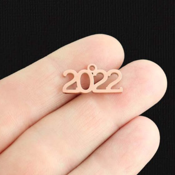 SALE Year 2022 Rose Gold Stainless Steel Charm - SSP528