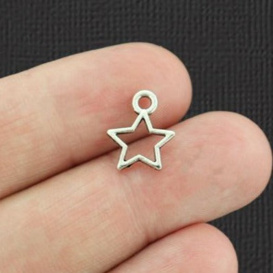 20 Star Antique Silver Tone Charms 2 Sided - SC3125
