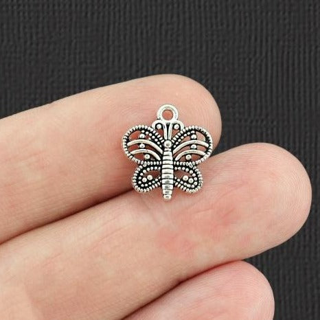 20 breloques de ton argent antique papillon - SC3642