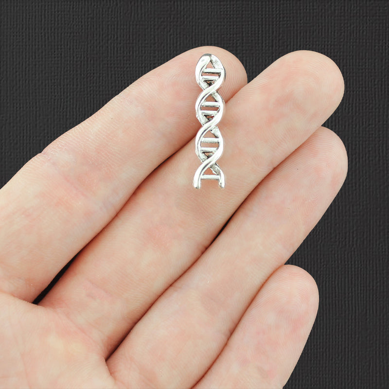 10 breloques ADN argentées antiques 3D - SC5711