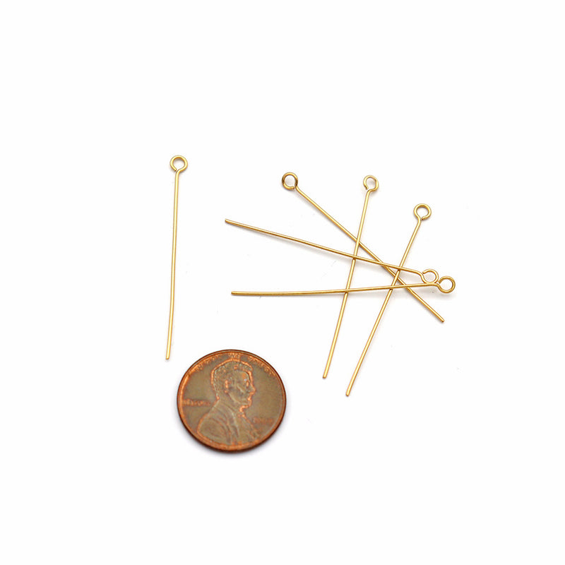 Gold Stainless Steel Eye Pins - 40mm - 15 Pieces - PIN100