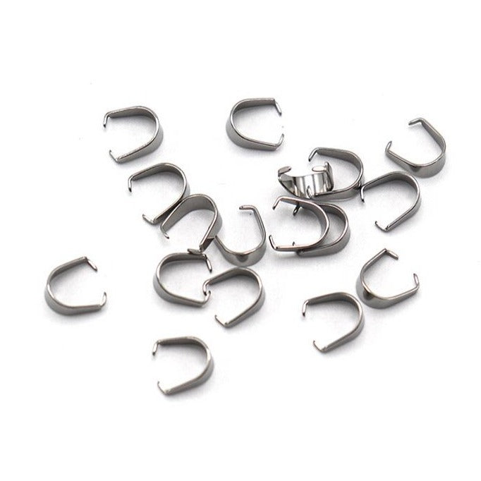 Stainless Steel Pinch Bail - 8mm x 7mm - 20 Pieces - FD958