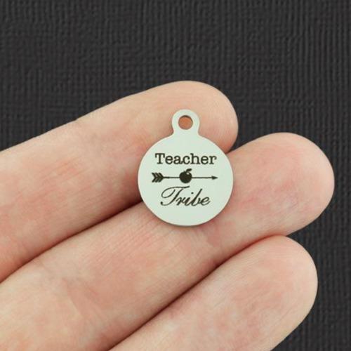 Teacher Tribe Stainless Steel Small Round Charms - BFS002-5327