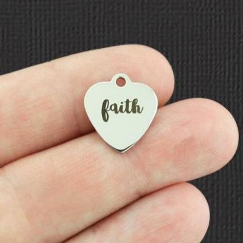 Faith Stainless Steel Small Heart Charms - BFS012-5353