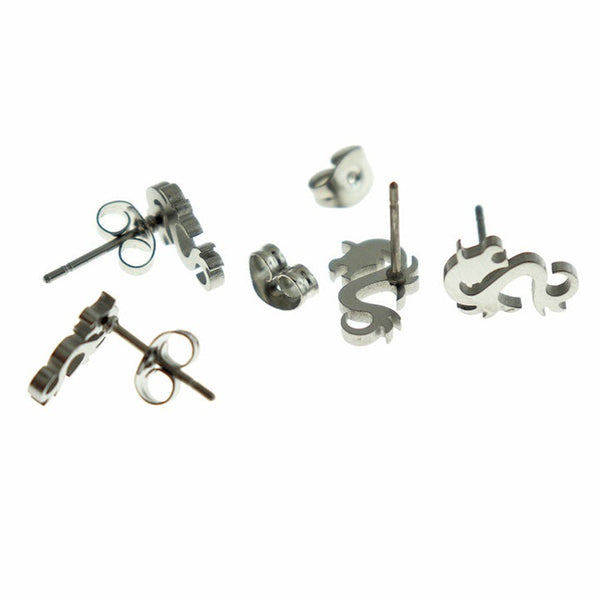 Boucles d'Oreilles en Acier Inoxydable - Dragon Studs - 11mm x 7.5mm - 2 Pièces 1 Paire - ER773