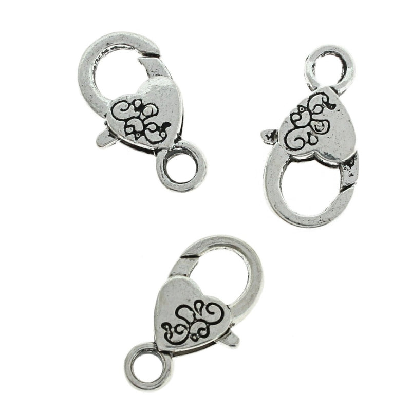 Swirl Design Antique Silver Tone Homard Fermoirs 26mm x 13mm - BULK 20 Fermoirs - FF278