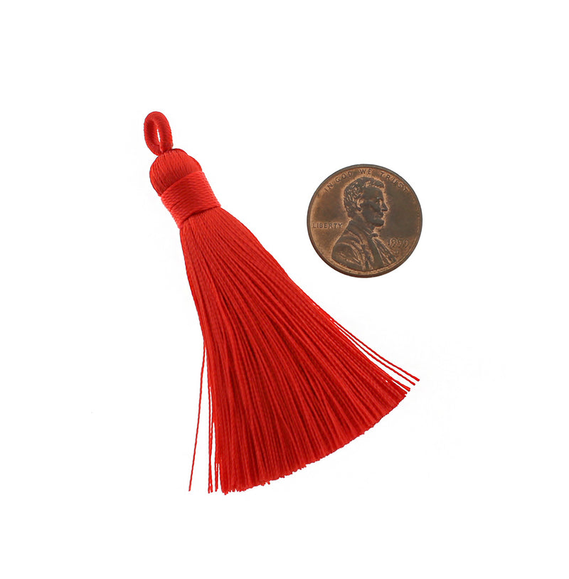 Polyester Tassels with Attached Loop - Ruby Red - 2 Pieces - TSP027