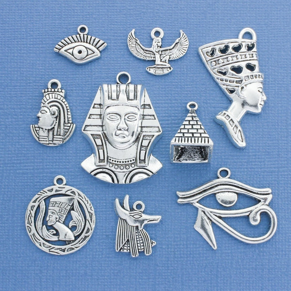 Egypt Charm Collection Antique Silver Tone 9 Charms - COL289