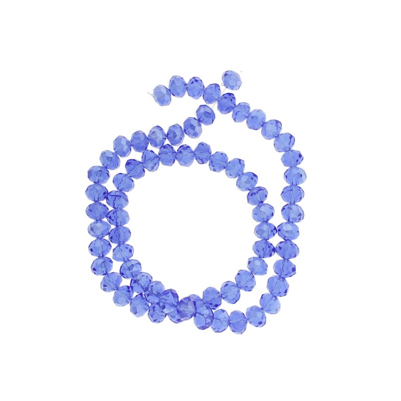 Faceted Glass Beads 8mm - Electroplated Royal Purple - 1 Strand 68 Beads - BD686
