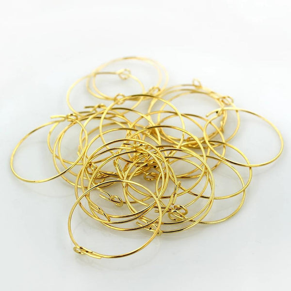 Fils de boucles d'oreilles dorés - Cerceaux à breloques de vin - 25 mm - 50 pièces 25 paires - Z403