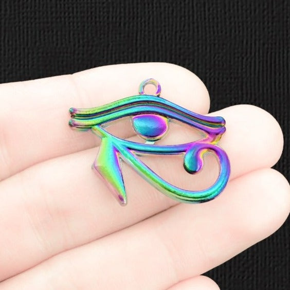 2 Eye of Horus Rainbow Electroplated Enamel Charms - E1258