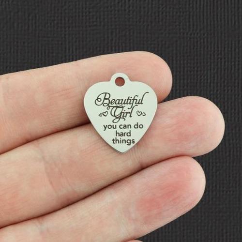 Beautiful Girl Stainless Steel Charms - you can do hard things - BFS011-5417
