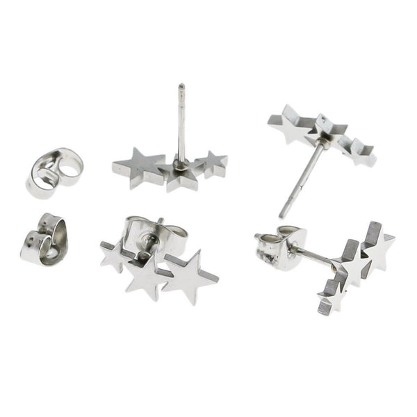 Stainless Steel Earrings - Star Studs - 12mm x 6mm - 2 Pieces 1 Pair - ER367