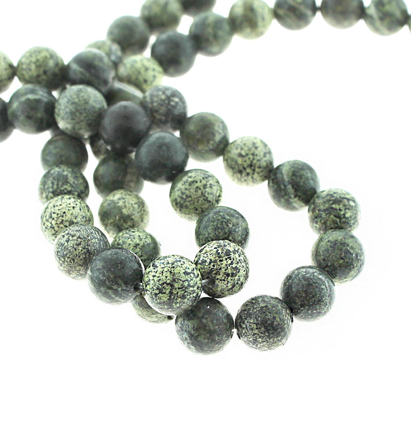 Perles rondes en jaspe zébré naturel 10 mm - Marbre vert forêt - 10 perles - BD1416