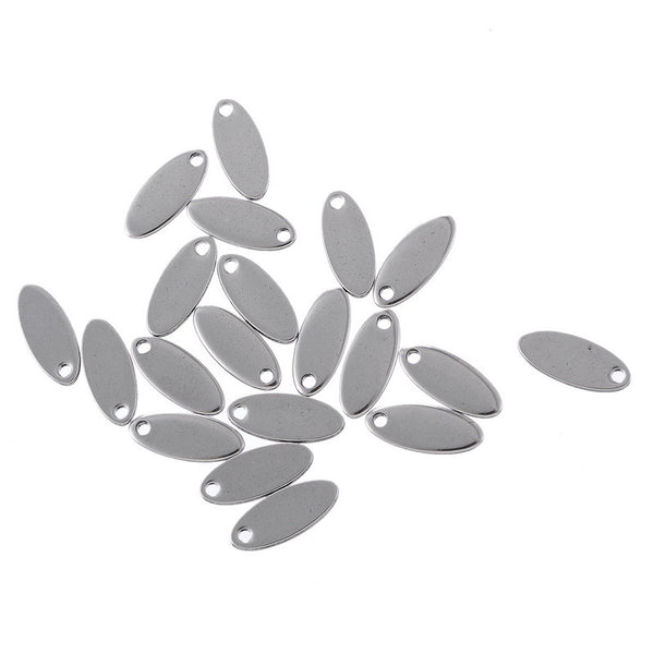 Oval Stamping Blanks - Stainless Steel - 12mm x 5.5mm - 10 Tags - MT307