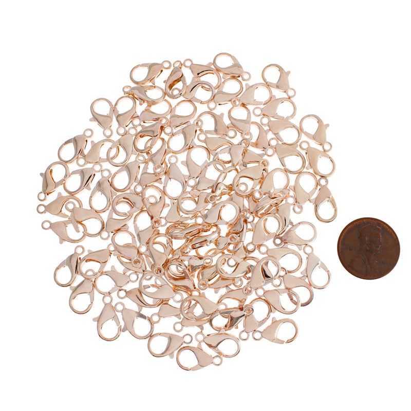 Rose Gold Tone Lobster Clasps 14mm x 8mm - 25 Clasps - FF235