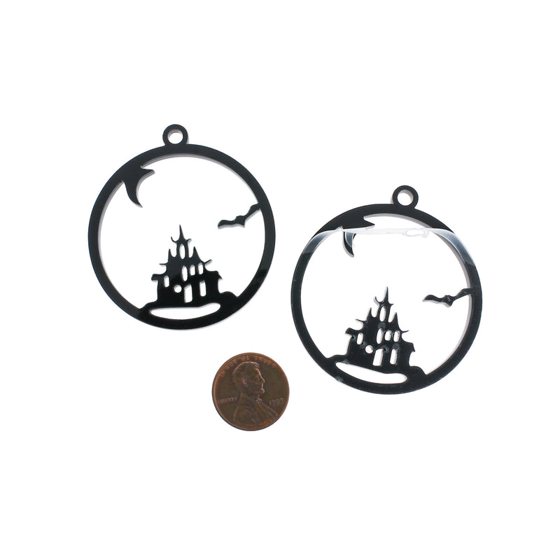 2 Castle Outline Acrylic Charms - K462