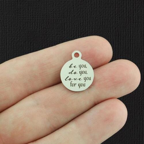 Be you, Stainless Steel Small Round Charms - do you, love you, for you - BFS002-5464