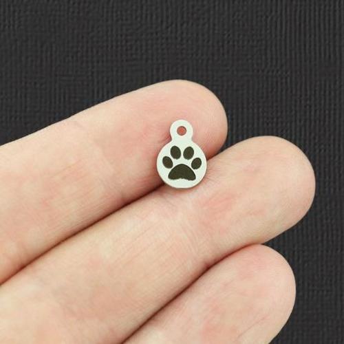 Breloques Boucles 8mm en Acier Inoxydable Empreinte de Patte - BFS004-5483