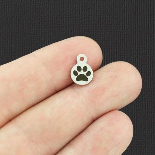 Paw Print Stainless Steel 8mm Loop Charms - BFS004-5483