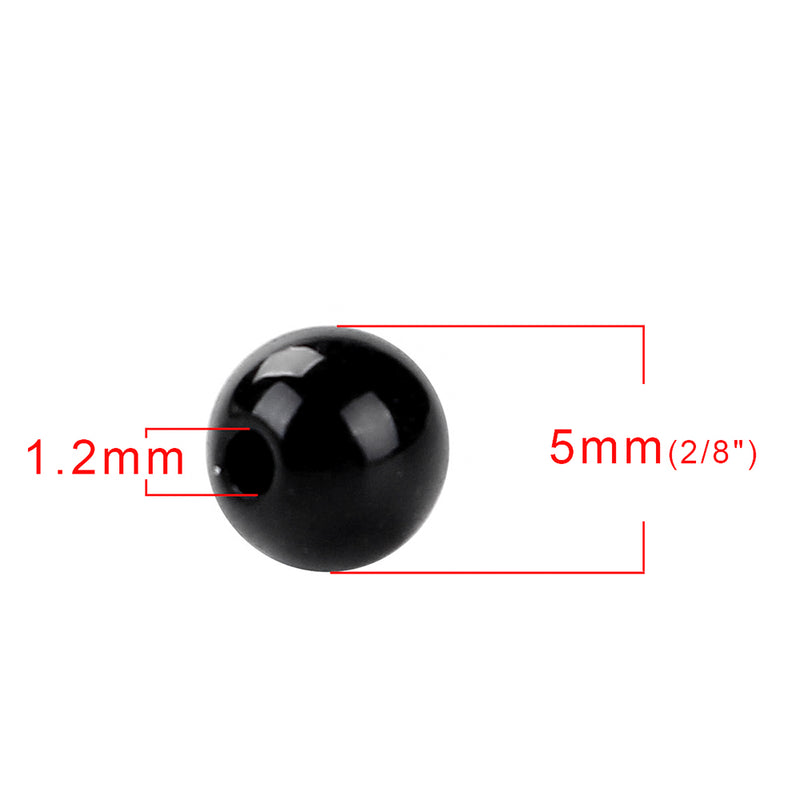 Round Acrylic Beads 5mm - Midnight Black - 250 Beads - BD039