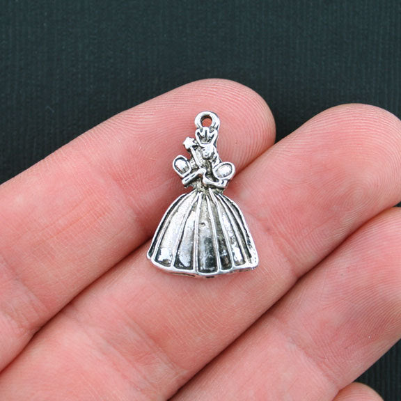 8 Fairy Godmother Antique Silver Tone Charms 2 Sided - SC3439