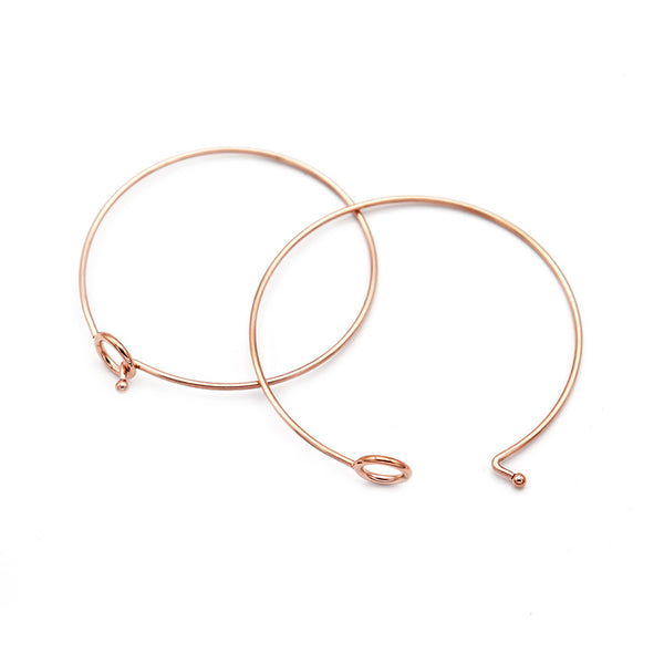 Rose Gold Stainless Steel Hook Bangle 60mm ID - 1.7mm - 5 Bangles - N700