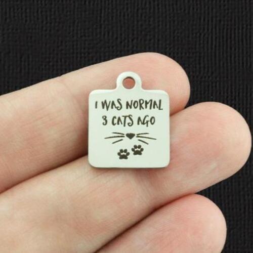 Cat Stainless Steel Charms - I was normal 3 cats ago - BFS013-5577