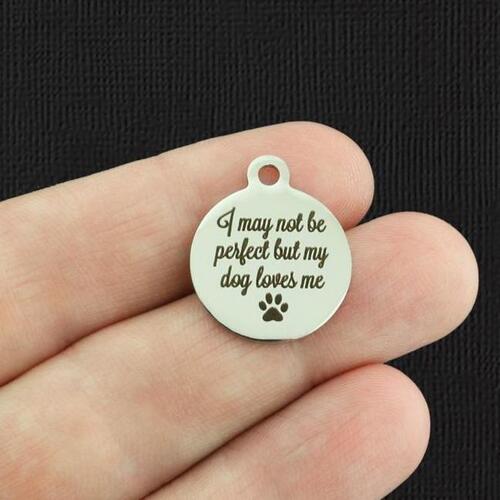 Dog loves me Stainless Steel Charms - I may not be perfect but - BFS001-5586