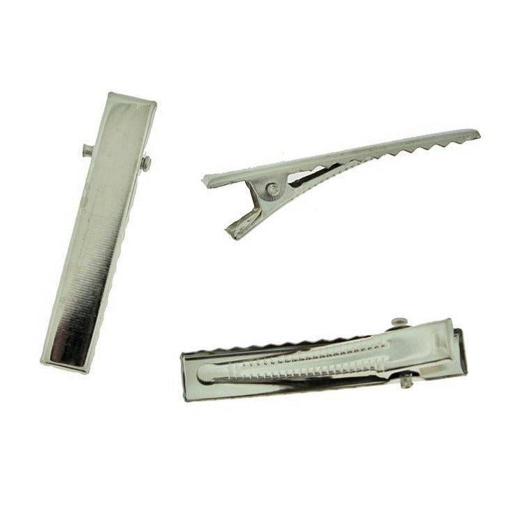 Silver Tone Hair Clips - 40mm x 8mm - 20 Pieces - Z1143