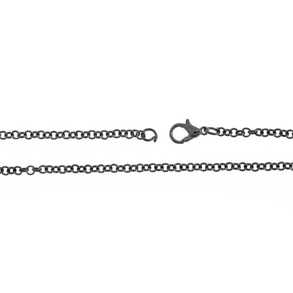 Gunmetal Tone Rolo Chain Necklace 34" - 3mm - 1 Necklace - N489
