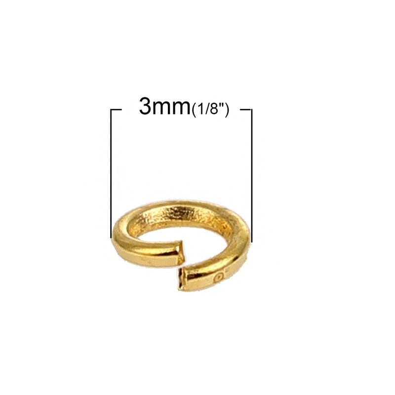 Gold Tone Jump Rings 3mm x 0.6mm - Open 22 Gauge - 250 Rings - J102