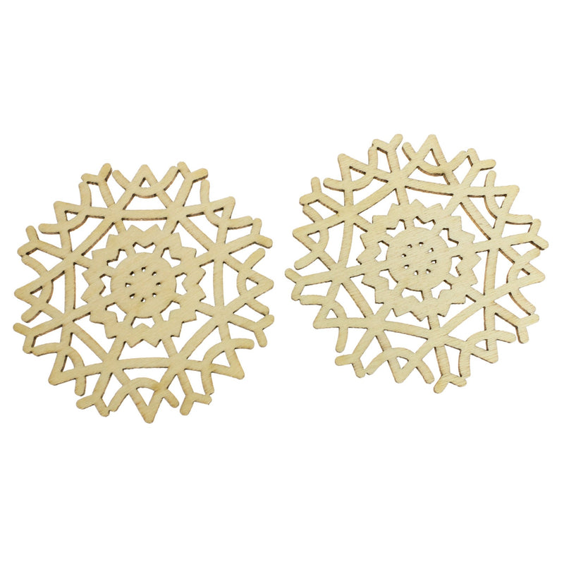 SALE 4 Snowflake Natural Wood Charms 65mm - WP482