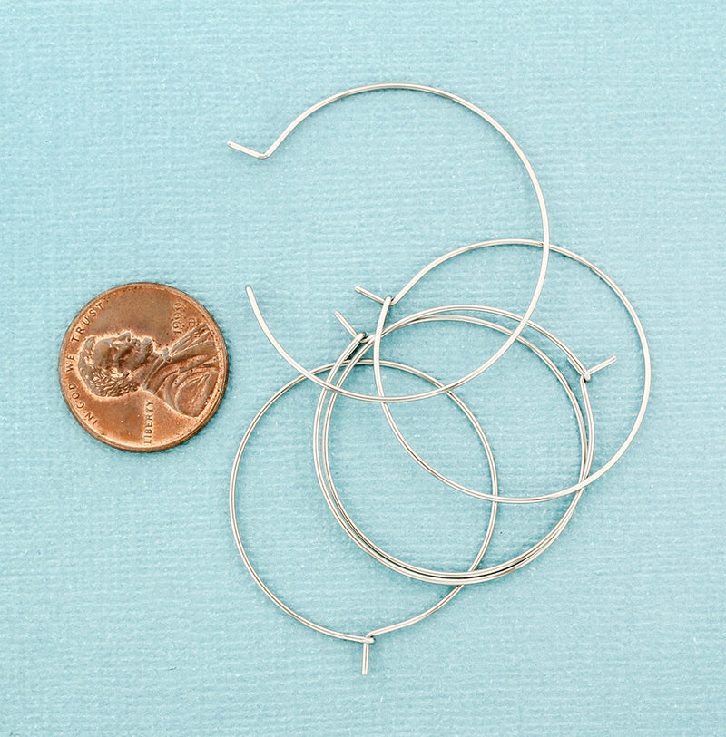 Stainless Steel Earring Wires - Wine Charms Hoops - 30mm - 50 Pieces - Z1041