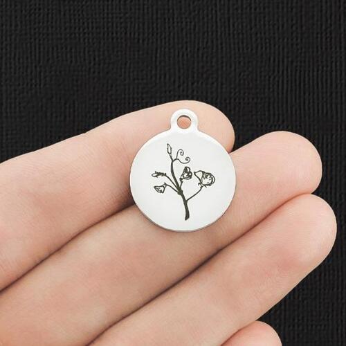 April Sweet Pea Stainless Steel Charms - BFS001-5602
