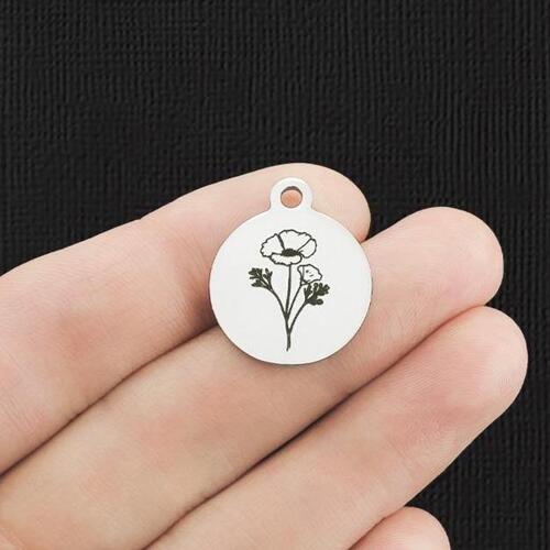 August Poppy Stainless Steel Charms - BFS001-5607