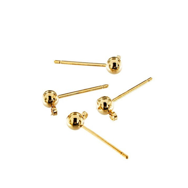 Gold Tone Earrings - Stud Bases - 16mm x 6mm x 4mm - 4 Pieces 2 Pairs - BR099