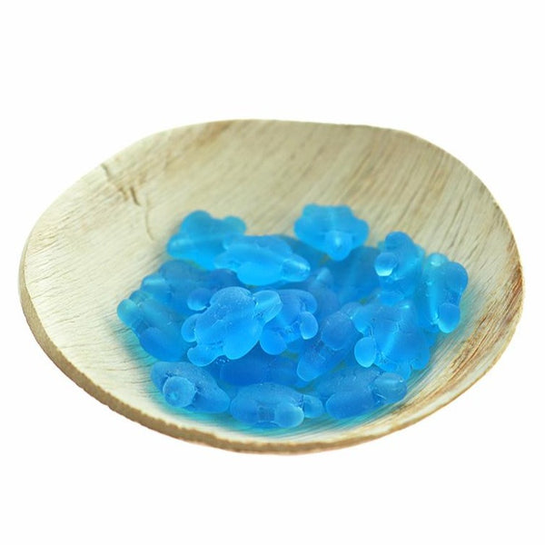 2 Blue Turtle Cultured Sea Glass Charms - U179