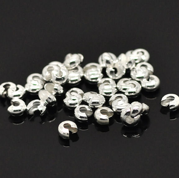 Couvre-perles à écraser ton argent - 6 mm ouvert, 5 mm fermé - 100 pièces - FD046