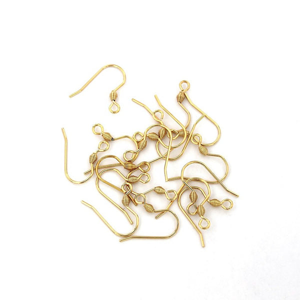 Boucles d'oreilles en acier inoxydable doré - Crochets de style français - 16 mm x 13 mm - 10 pièces 5 paires - FD722