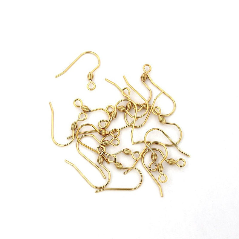 Boucles d'oreilles en acier inoxydable doré - Crochets de style français - 16 mm x 13 mm - 10 pièces 5 paires - FD722